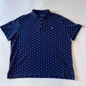 Polo Ralph Lauren Mens XL Golf Shirt Blue with White Polka dots